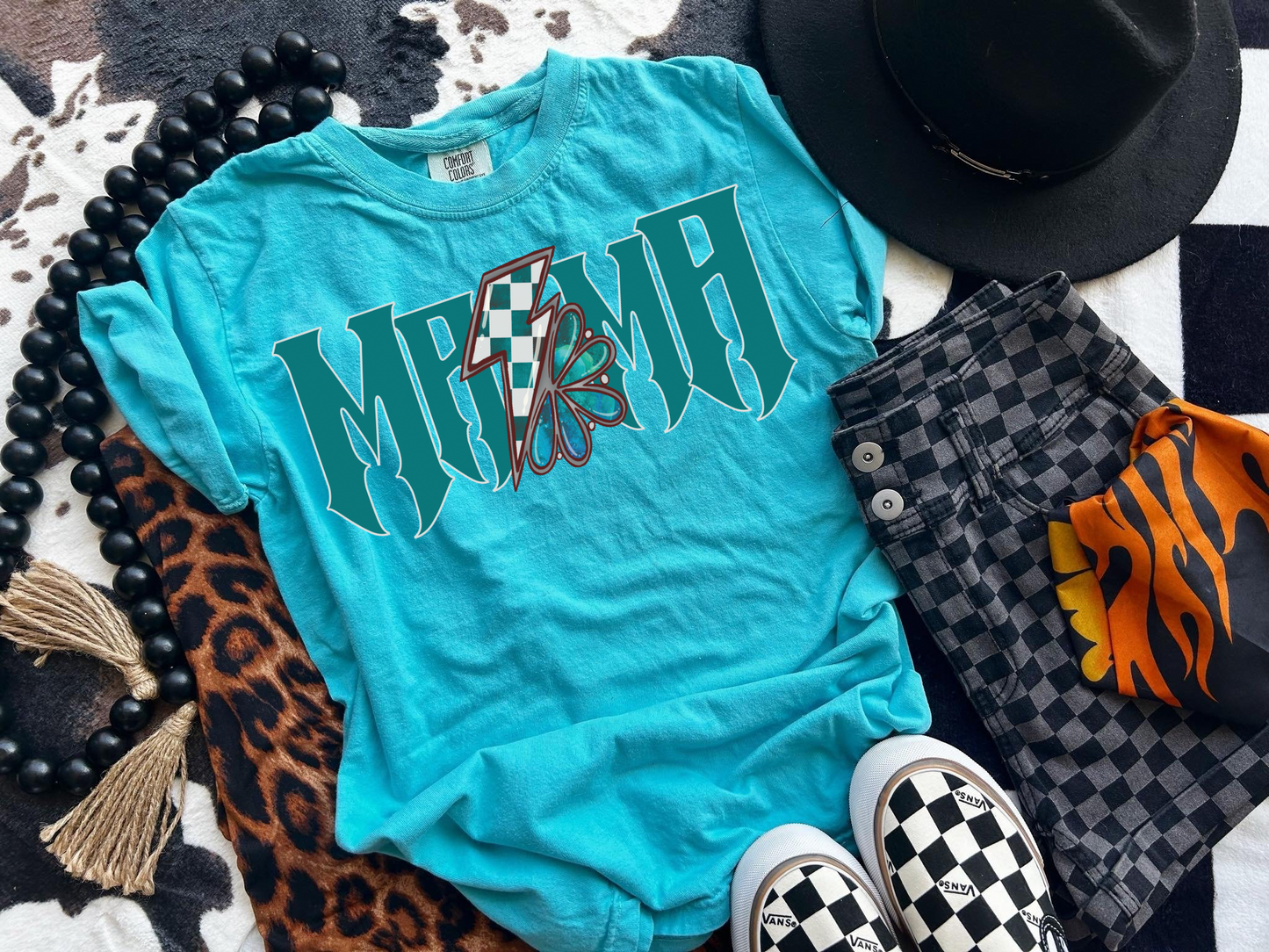 Blue Mama Checkered Bolt Tee