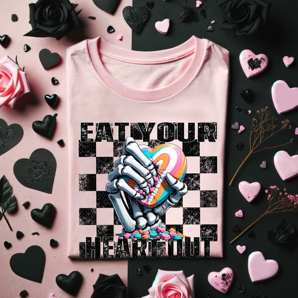 Eat Your Heart Out Distressed Checkered T-Shirt or Sweatshirt