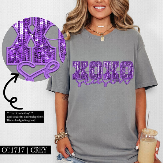 XOXO Season Purple | Comfort Colors Tee or Gildan Crewneck Sweatshirt